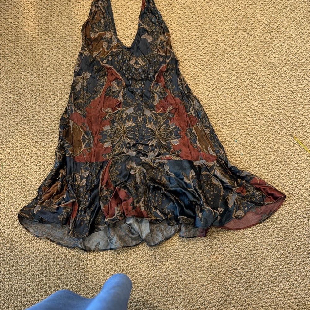 Free People Navy Blue & Burgundy  Halter Top - Picture 3 of 10